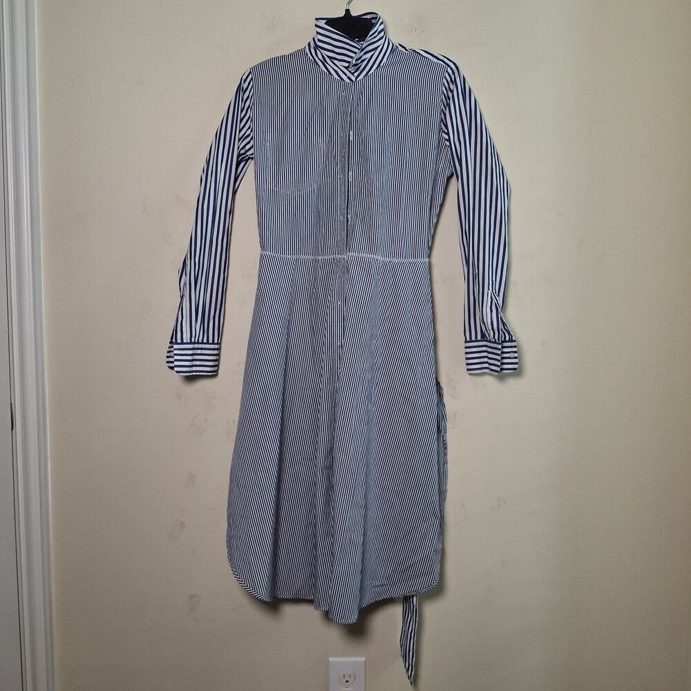 Lauren Ralph Lauren Shirtdress Striped Blue White 4 Preppy Nautical Cotton Money - Picture 15 of 15